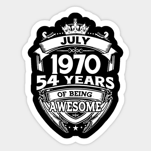 July 1970 54 Years Of Being Awesome 54th Birthday Sticker by Bunzaji